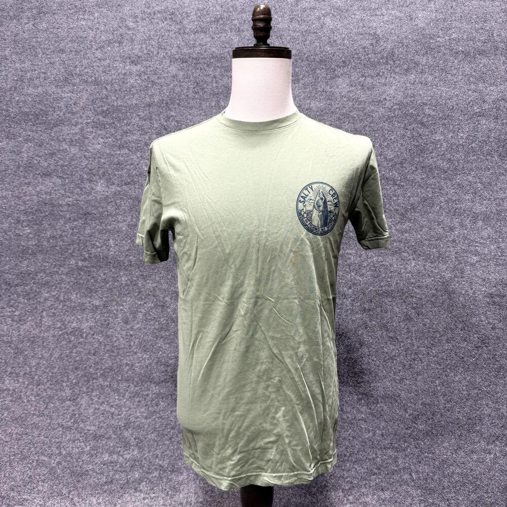 Salty Crew Shirt Mens Medium Green Fish Logo Graphic T-Shirt Tee Fishing Top